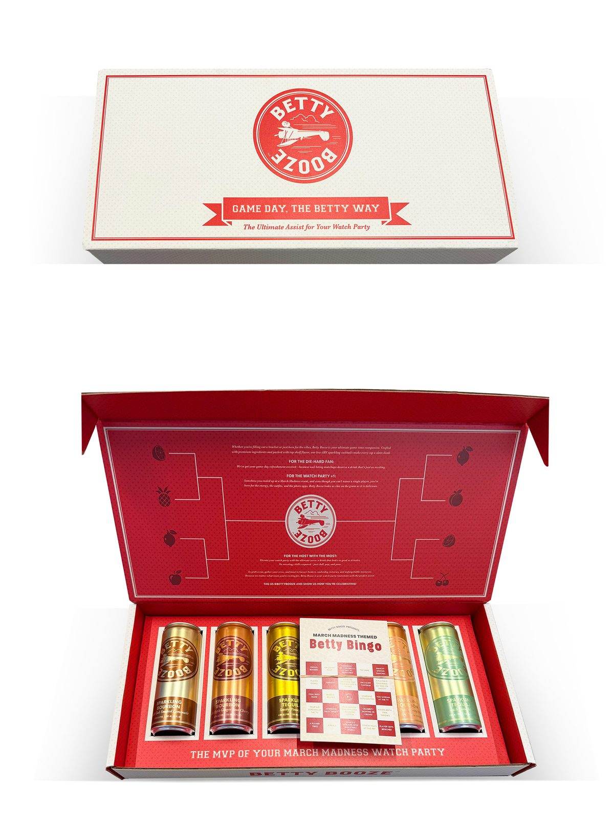Betty Booze retail kit box with printed lid and die-cut can tray by VSL Packaging